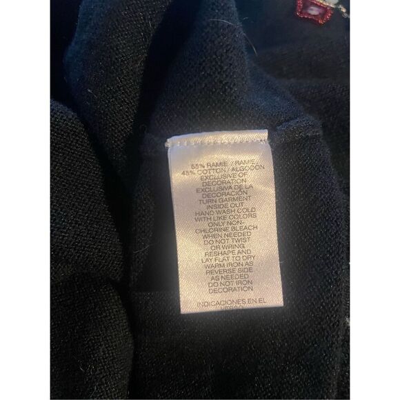 Mercer Street Studio Hand Embroidered Christmas Vintage Black Button Down Cardig - Picture 11 of 11